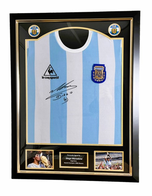 Maglia Argentina 1986 di Diego Maradona - Autografata e incorniciata -  CharityStars