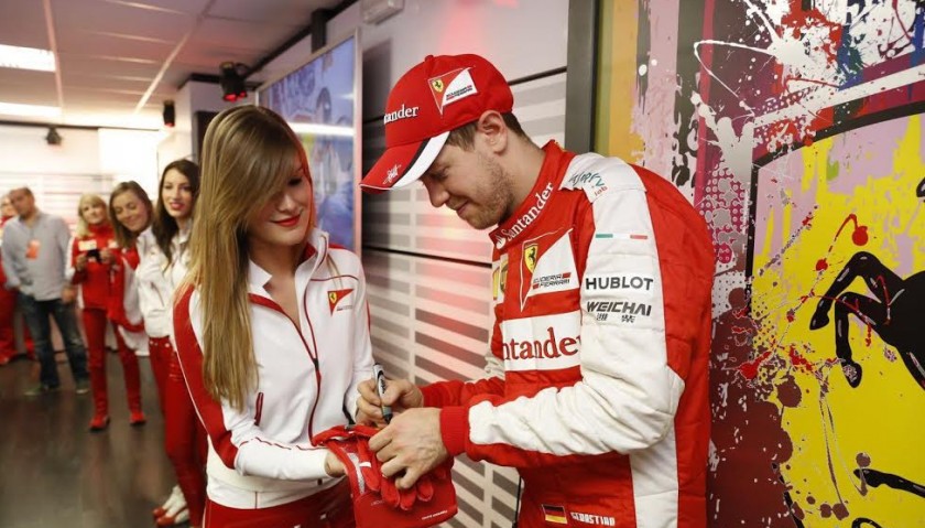 Vettel Ferrari 2015 Worn and Signed Puma Gloves