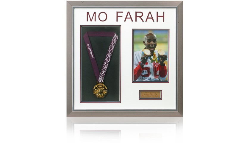 Mo Farah Hand Signed Olympics Gold Medal Presentation