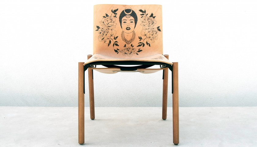 Kristalia Armchair Decorated by the Tattoo Artist Emanuela Bello