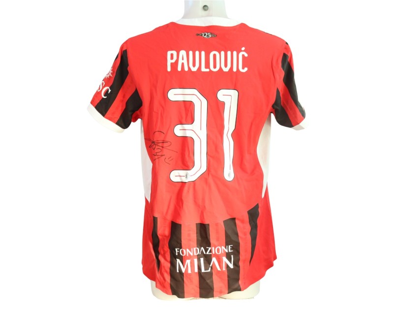 Maglia ufficiale Pavlovic Milan, 2024/25 - Autografata