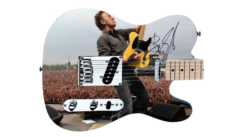 Bruce Springsteen Hand Signed Custom Graphics Guitar