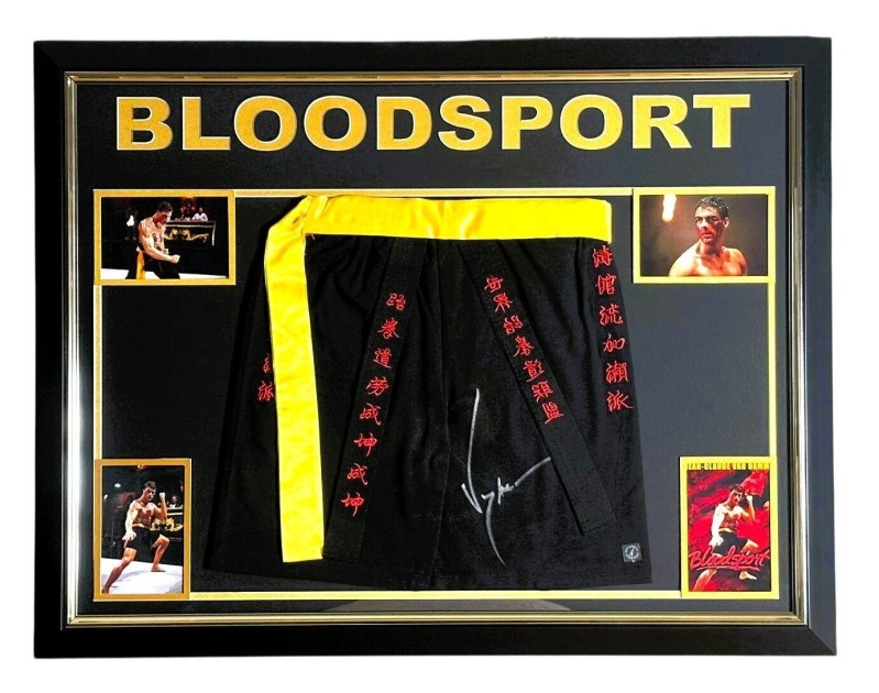 Jean-Claude Van Damme Signed and Framed Bloodsport Fight Trunks