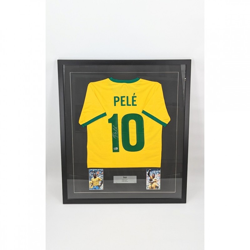 Pelé Brazil Signed and Framed Shirt