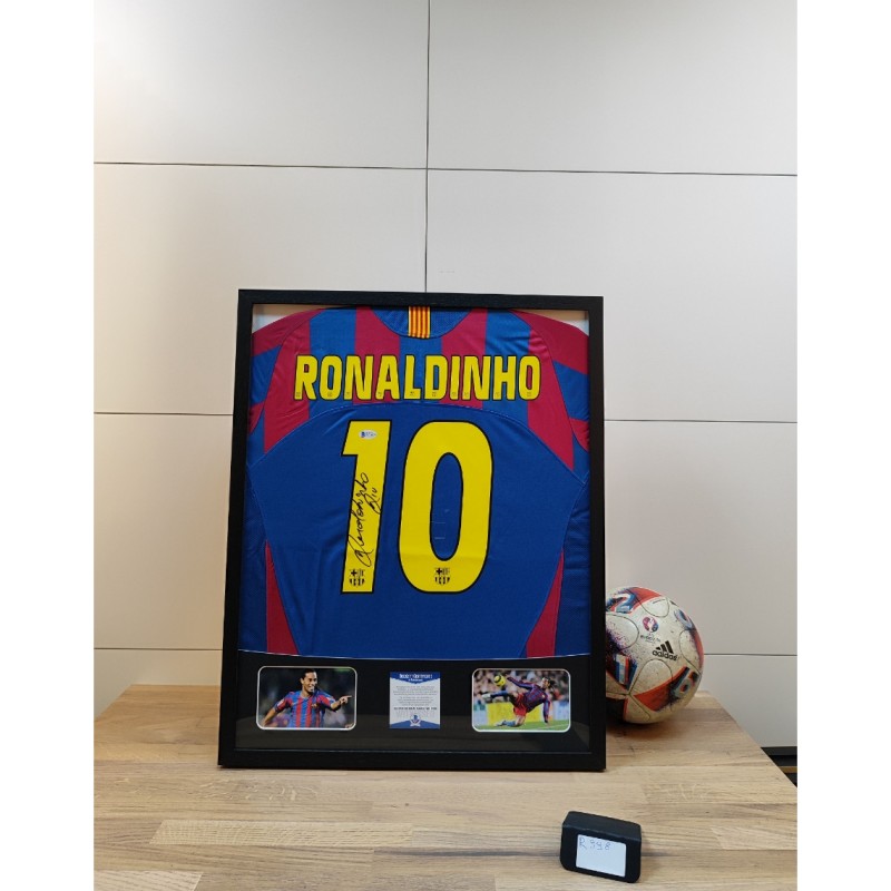 Ronaldinho's FC Barcelona 1998 Signed and Framed Shirt