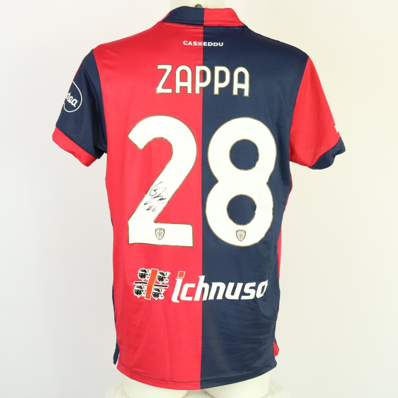 Zappa's Unwashed Signed Shirt, Cagliari vs Hellas Verona 2024 "Keep Racism Out"