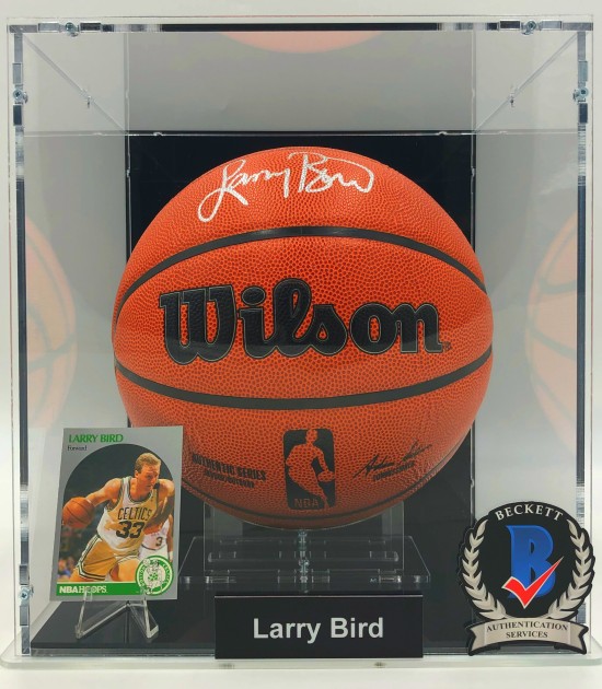 Larry Bird Signed Basketball Display