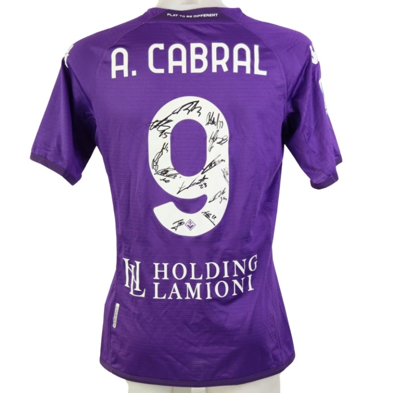 Cabral Official Fiorentina Shirt, 2022/23 - Signed by the Squad