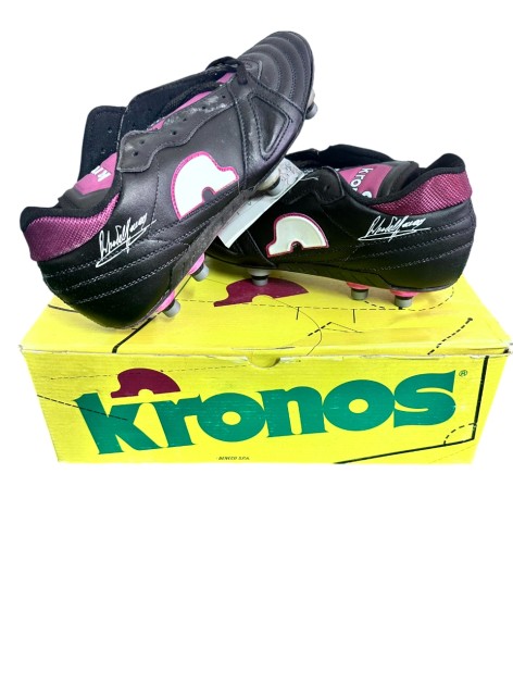 Collection of Two Lazio Match-Issued Pennants + Roberto Mancini's Kronos Limited Edition Football Shoes, 1990s