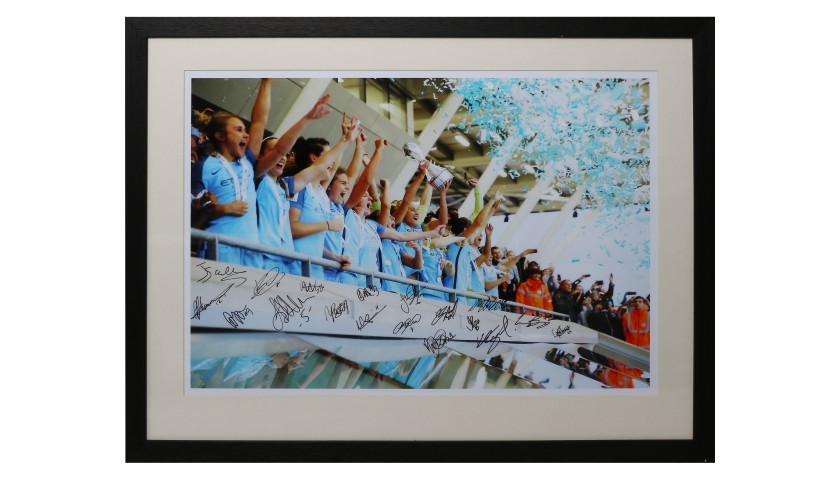 Manchester City Women's FC Champions Celebration Framed and Signed Photograph 2016|17 