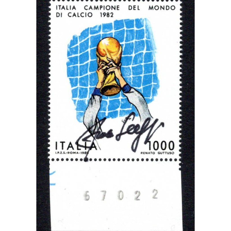 1.000 Lire 1982 Fifa World Cup - Francobollo autografato da Franco Selvaggi