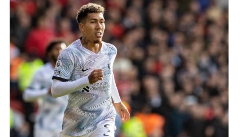 Firmino's Worn and Unwashed Shirt, Nottingham Forest-Liverpool 2022 