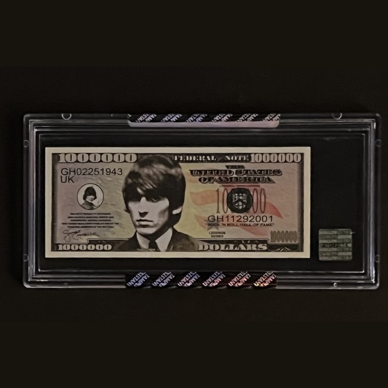 Beatles Limited Edition Encapsulated George Harrison $1,000,000 Novelty Bill Collectible