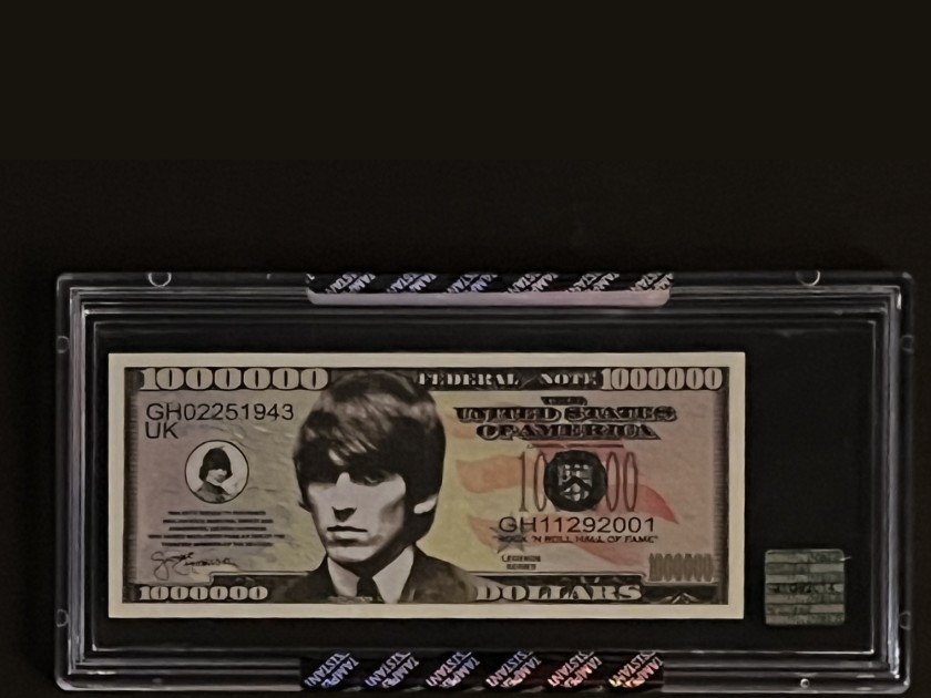 Beatles Limited Edition Encapsulated George Harrison $1,000,000 Novelty Bill Collectible