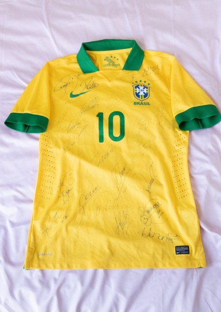 Neymar's Brazil Match Issued Shirt Signed by the Squad