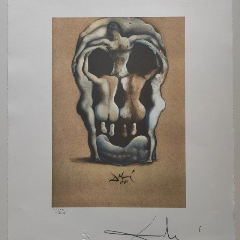 "Human Skull" Lithograph Signed by Salvador Dalí
