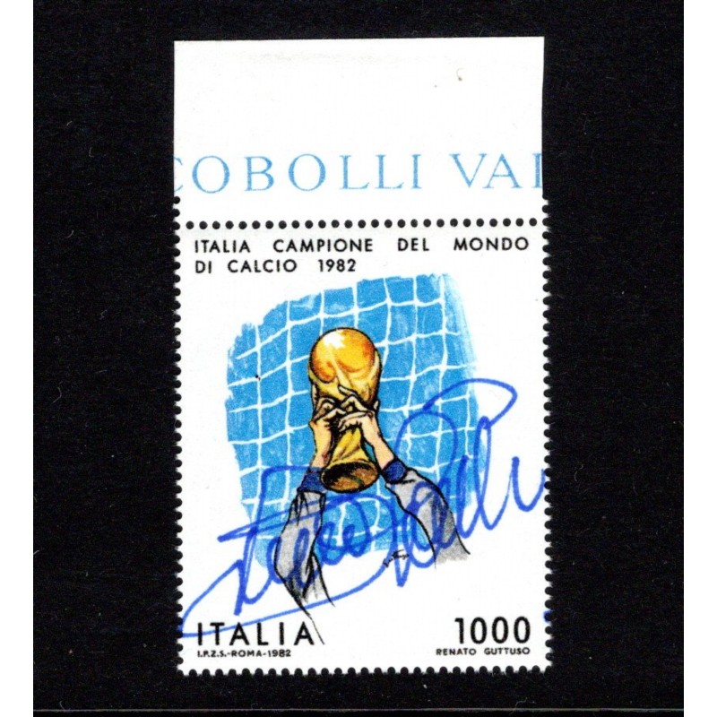 1,000 Lire 1982 Fifa World Cup - Stamp Signed by Bruno Conti