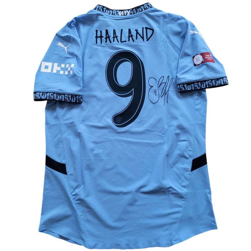 Maglia Haaland Preparata, Manchester City vs Manchester United 2024 - Autografata