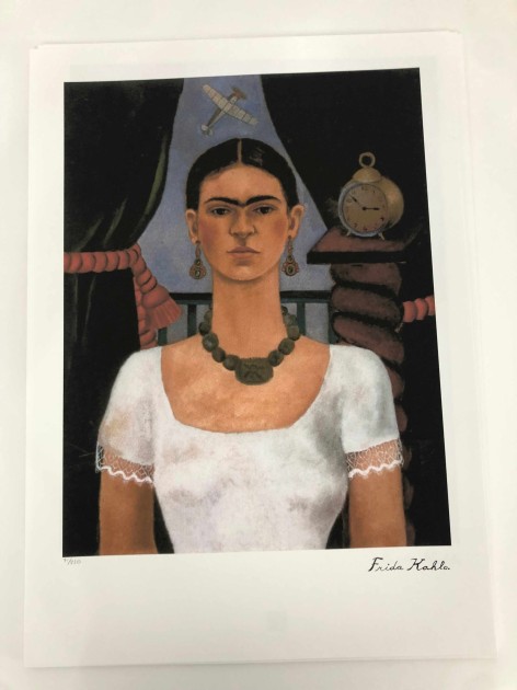 "Self-portrait - Time Flies" Frida Kahlo Signed Offset Lithograph