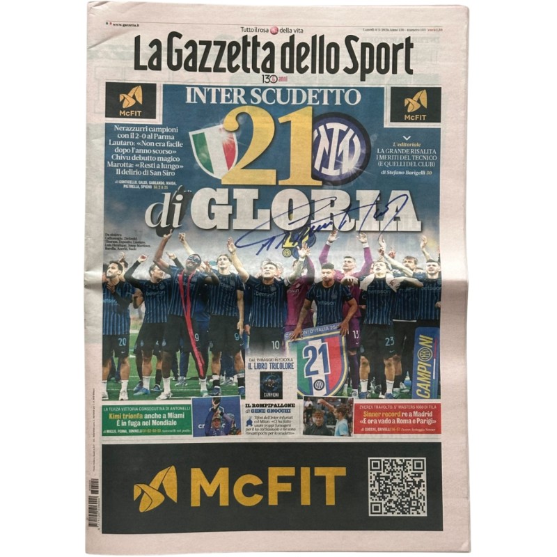 Gazzetta dello Sport 21° Scudetto Inter - Autografata da Lautaro Martinez