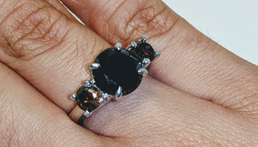 3-Stone Black and Brown Diamond Ring