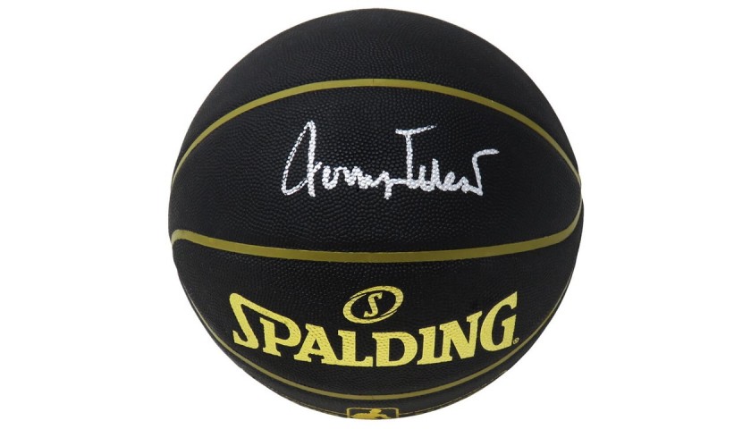 Pallone da basket nero autografato da Jerry West 