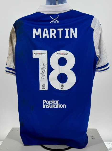 Maglia firmata del Bristol Rovers EFL Sky Bet League One di Chris Martin, contro il Derby County, indossata durante la partita