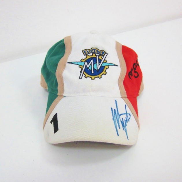 Agostini MV Agusta worn and signed cap
