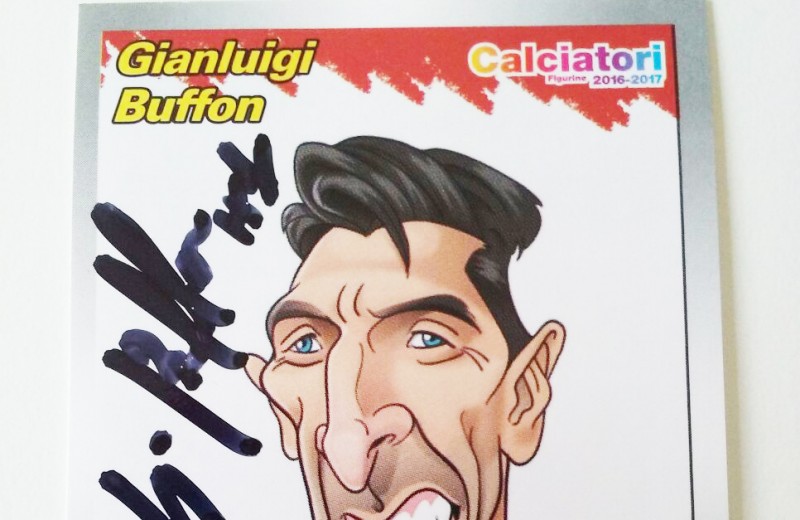 Signed "Calciatori Panini" caricature
