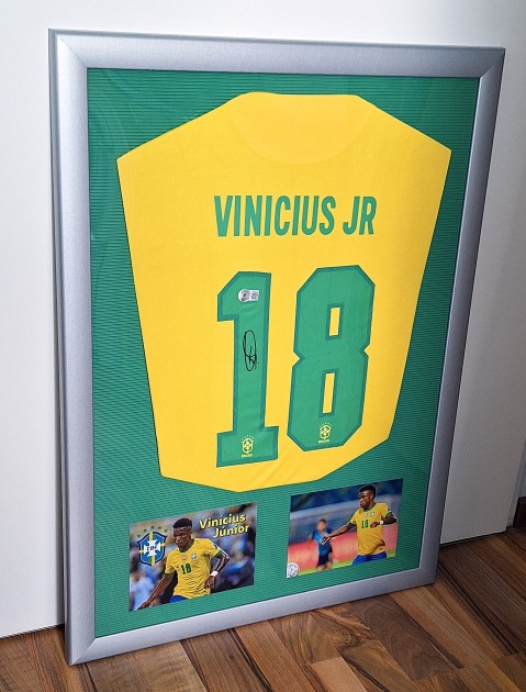 Vinicius Junior's Brazil 2021/22 Signed And Framed Home Shirt