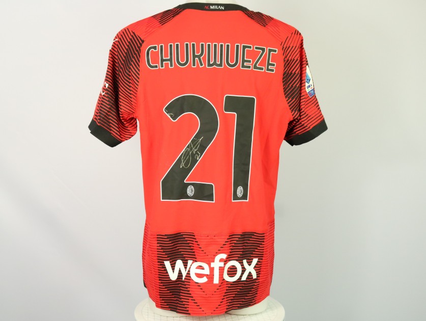 Chukwueze Official AC Milan Signed Shirt, 2023/24