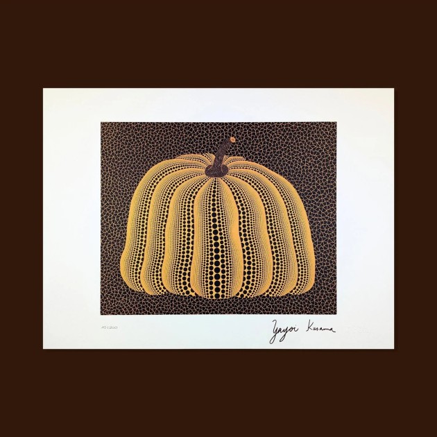 Pumpkin with Background Offset Lithograph by Yayoi Kusama