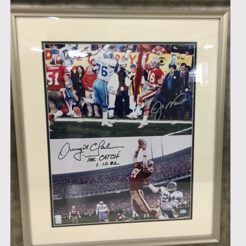 "The 1982 Catch" Photograph Signed by Joe Montana and Dwight Clark 