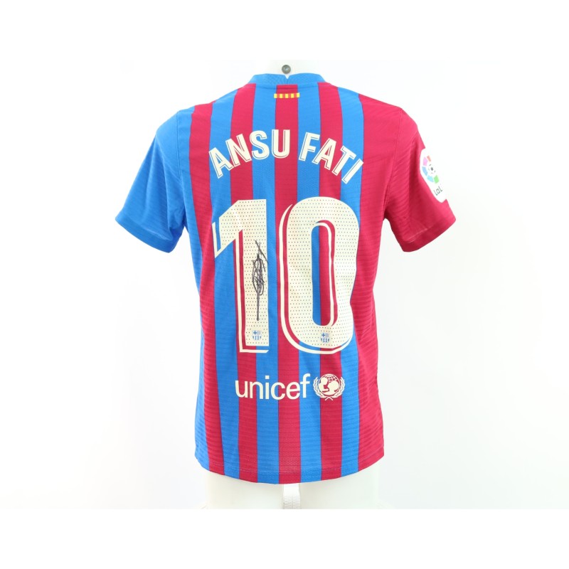 Ansu Fati's Barcelona Signed Official Shirt, 2021/22