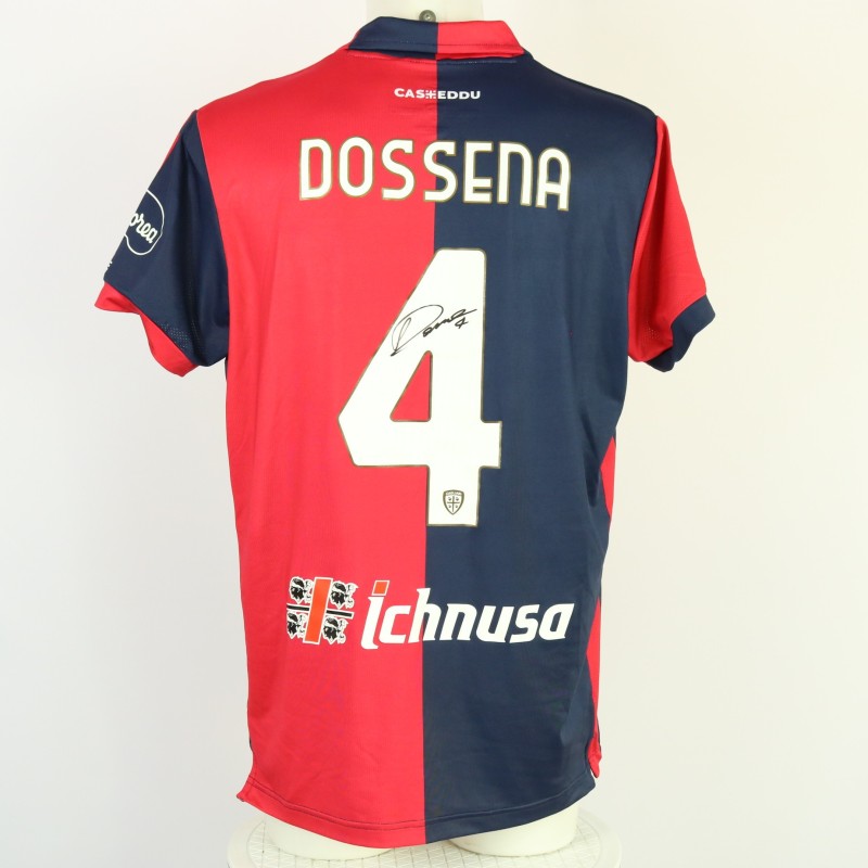 Dossena's Unwashed Signed Shirt, Cagliari vs Hellas Verona 2024 "Keep Racism Out"
