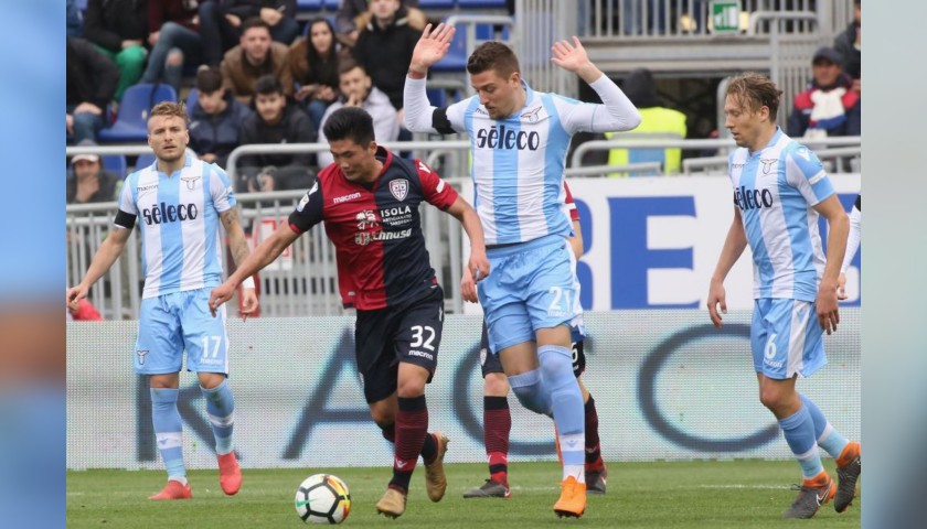 Sergej's "Ciao Davide" Match-Issue/Worn Shirt, Cagliari-Lazio 2018 