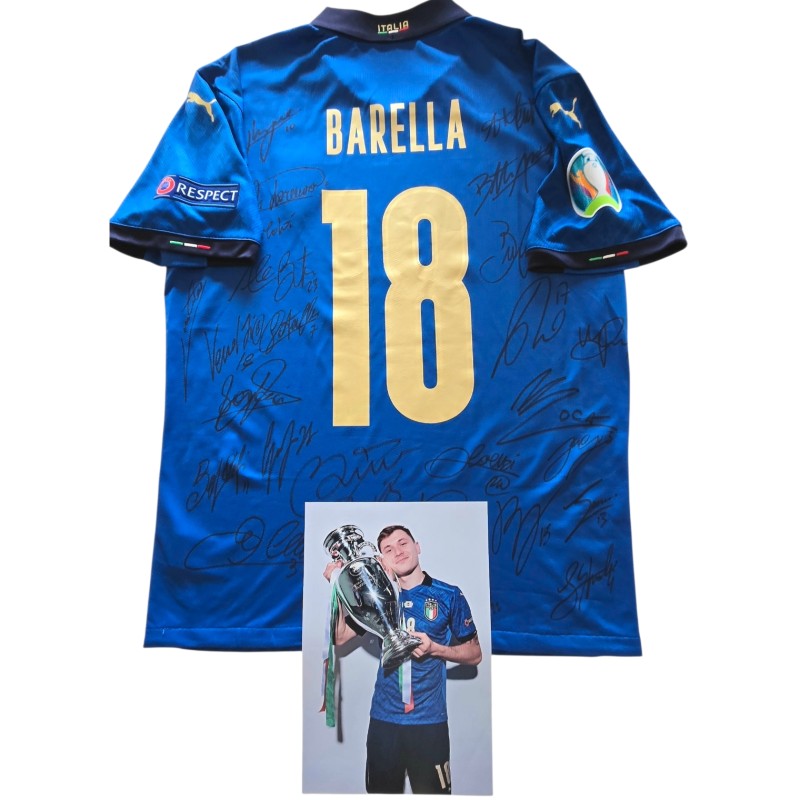 Maglia Gara Barella Italia vs Inghilterra, Finale EURO 2020 - Autografata dalla Rosa