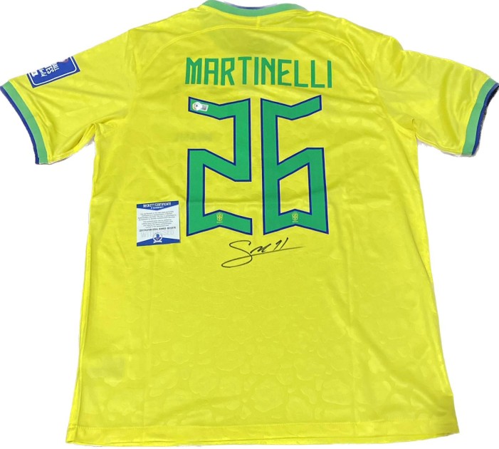 Gabriel Martinelli's Brazil World Cup 2022 Signed Replica Shirt