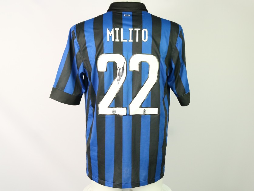 Milito Official Inter Signed Shirt, 2011/12