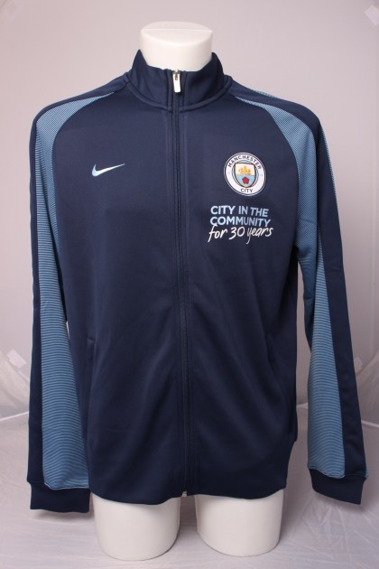 De Bruyne Worn and Signed Manchester City Walk-Out Jacket
