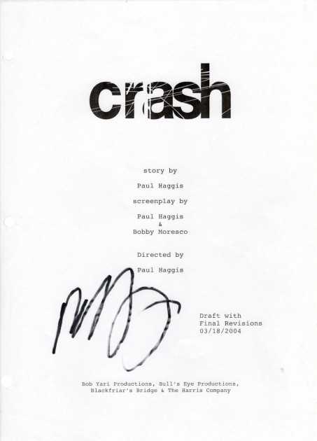 Script of the film "Crash"- Signed by director Paul Haggis.