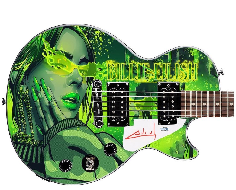 Billie Eilish Signed Gibson Epiphone Les Paul Photo Graphics Guitar
