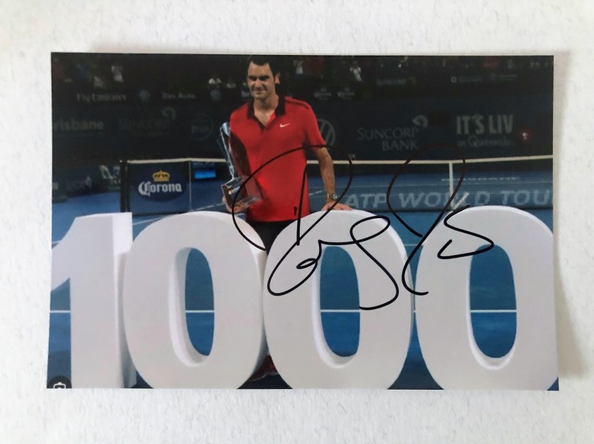 "1000 ATP Victory" Photograph - Signed by Roger Federer 