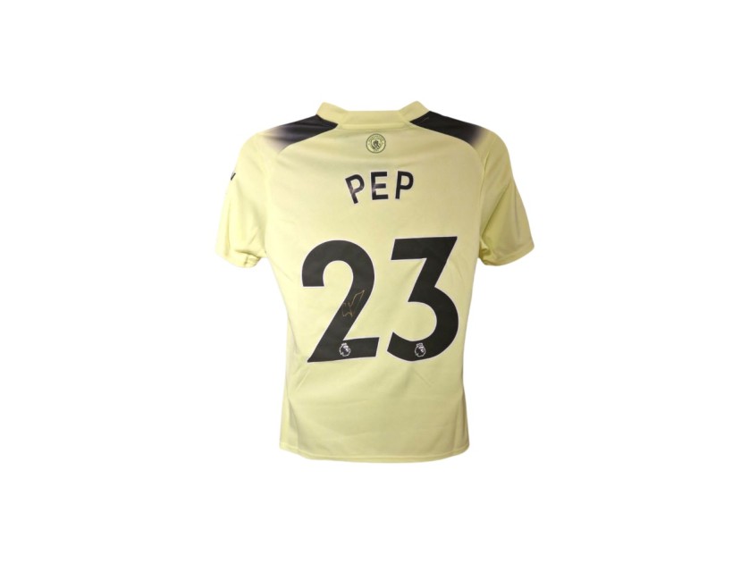 Pep Guardiola's Manchester City 2022/23 Signed Official Away Shirt