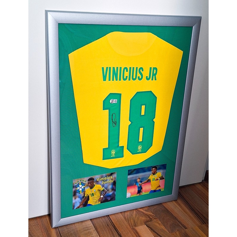 Vinicius Junior's Brazil 2021/22 Signed And Framed Home Shirt