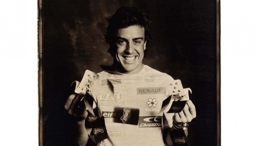 Rare 3x World Champion Fernando Alonso Giant Polaroid Signed Print