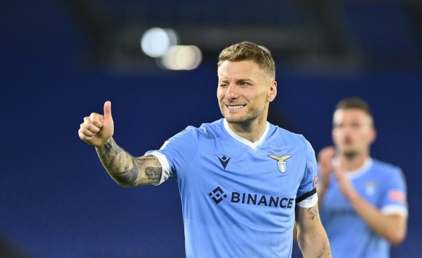 Immobile's Lazio Worn and Unwashed Shirt, 2021/22