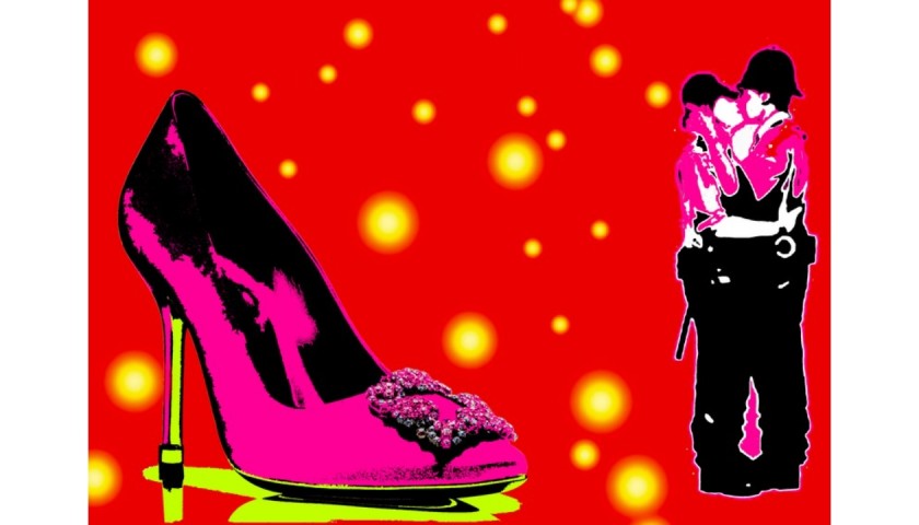 "Banksy Vs Manolo Blahnik tribute" Original Open Edition Board by G.Karloff