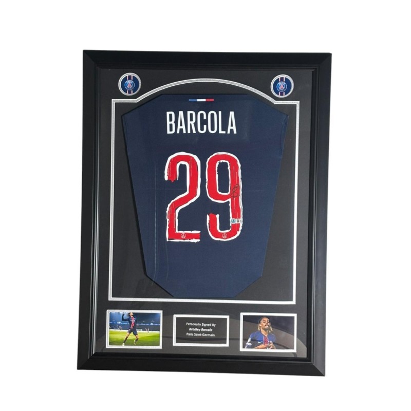 Bradley Barcola's Paris Saint-Germain Signed and Framed Shirt