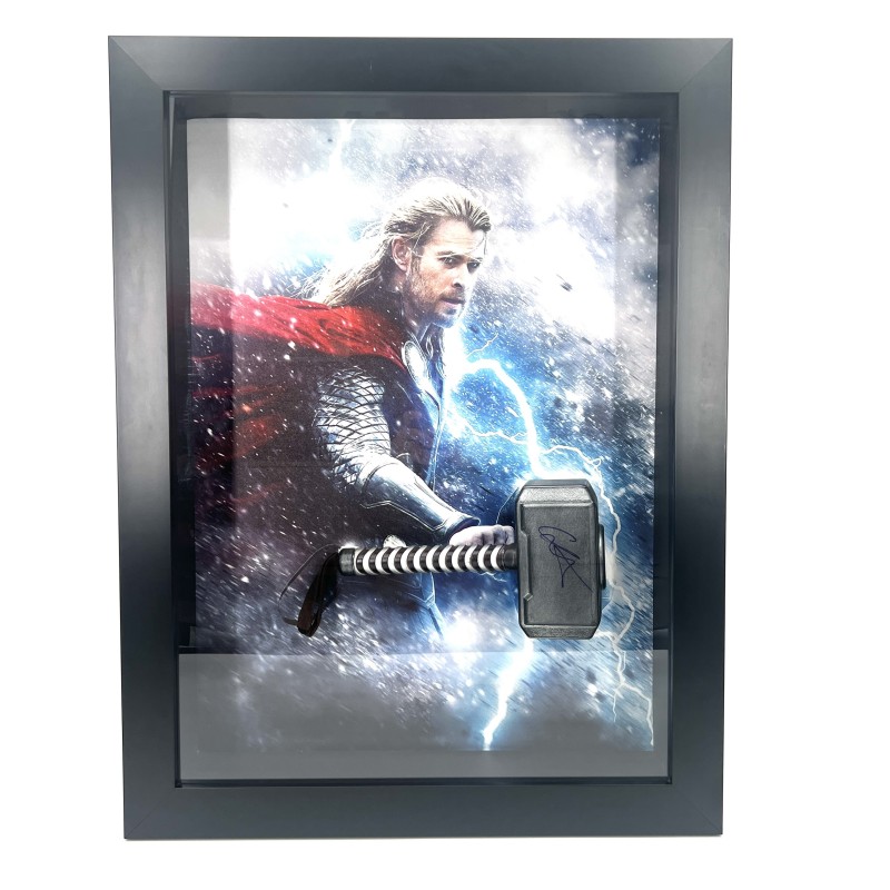 Chris Hemsworth Signed and Framed Replica Thor Hammer